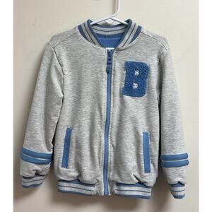 Little Sleepies Bluey Varsity Bomber Jacket Toddler 4T Gray Blue B Patch